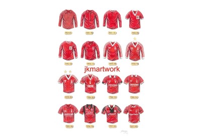 Nottingham Forest FC Retro Shirts Wall Art Print